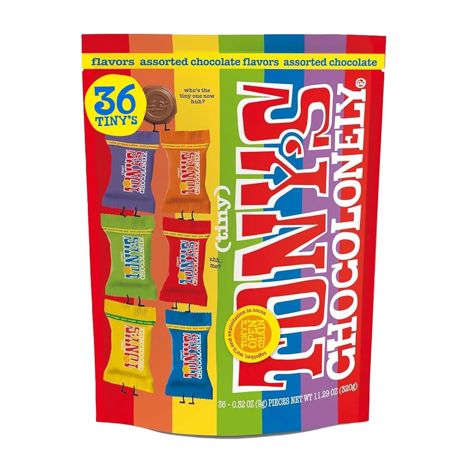 image:imageTonys Chocolonely Assorted Chocolate Candy Pieces Belgian Milk amp Dark Chocolate Caramel Sea Salt Almond Sea Salt Honey Almond Nougat Pretzel Toffee Quality Fairtrade Cocoa 36 Count 1128 OzAssorted Chocolate Flavors
