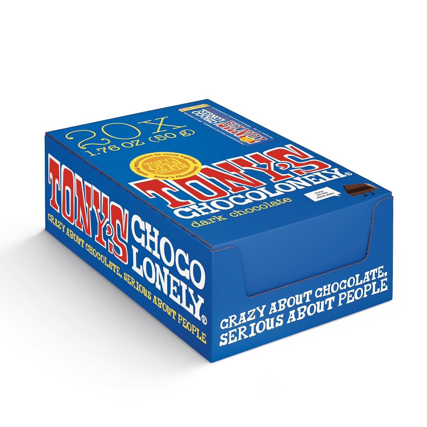 image:imageTonys Chocolonely Belgian Dark Chocolate Candy Bar With Almonds amp Sea Salt Chocolate Bars for Snacks Party Favors Gifts Vegan 51 Cacao Made From Quality Fairtrade Cocoa 20 Bars 166 Oz EachBlue Dark Chocolate