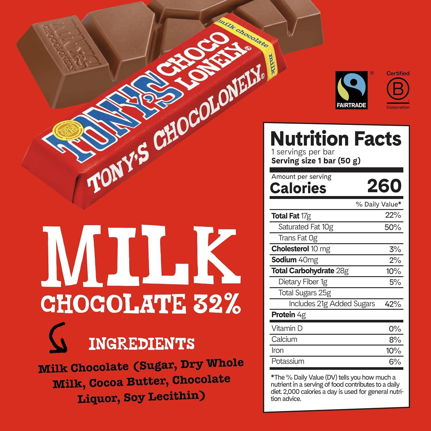 image:imageTonys Chocolonely Belgian Dark Chocolate Candy Bar With Almonds amp Sea Salt Chocolate Bars for Snacks Party Favors Gifts Vegan 51 Cacao Made From Quality Fairtrade Cocoa 20 Bars 166 Oz EachRed Milk Chocolate