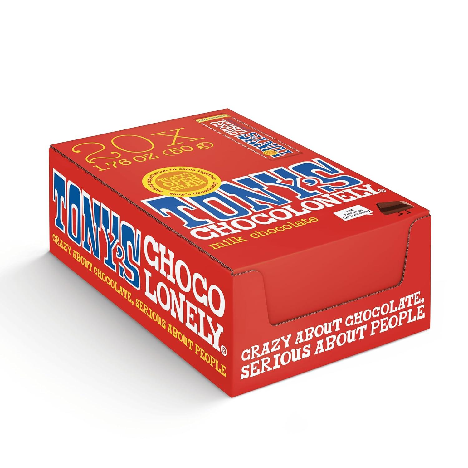 image:imageTonys Chocolonely Belgian Dark Chocolate Candy Bar With Almonds amp Sea Salt Chocolate Bars for Snacks Party Favors Gifts Vegan 51 Cacao Made From Quality Fairtrade Cocoa 20 Bars 166 Oz EachRed Milk Chocolate