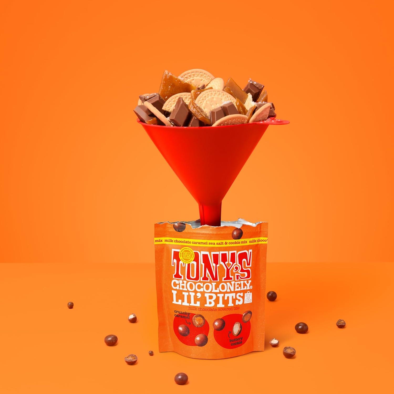 image:imageTonys Chocolonely Belgian Milk Chocolate Caramel Sea Salt amp Cookie Mix Lil Bits Candy Pieces for Snacks Gifts or Gift Basket Made From Quality Fairtrade Cocoa 1 Pouch 4 OzCaramel Sea Salt and Cookie Mix