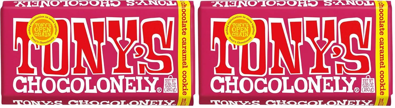 image:imageTonys Chocolonely Belgian Milk Chocolate Hazelnut Candy Bar for Snacks Chocolate Bars for Party Favors Gifts or Gift Basket 32 Cacao Made From Quality Fairtrade Cocoa 4 Bars 635 Oz EachCaramel Cookie