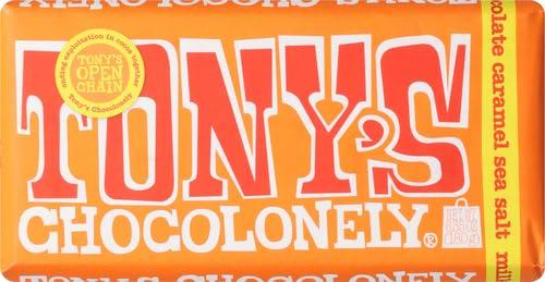 image:imageTonys Chocolonely Belgian Milk Chocolate Hazelnut Candy Bar for Snacks Chocolate Bars for Party Favors Gifts or Gift Basket 32 Cacao Made From Quality Fairtrade Cocoa 4 Bars 635 Oz EachCaramel Sea Salt