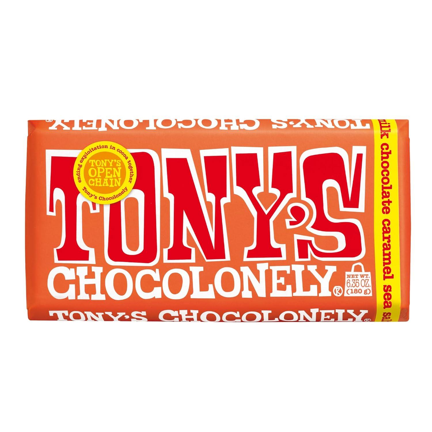 image:imageTonys Chocolonely Belgian Milk Chocolate Hazelnut Candy Bar for Snacks Chocolate Bars for Party Favors Gifts or Gift Basket 32 Cacao Made From Quality Fairtrade Cocoa 4 Bars 635 Oz EachCaramel Sea Salt
