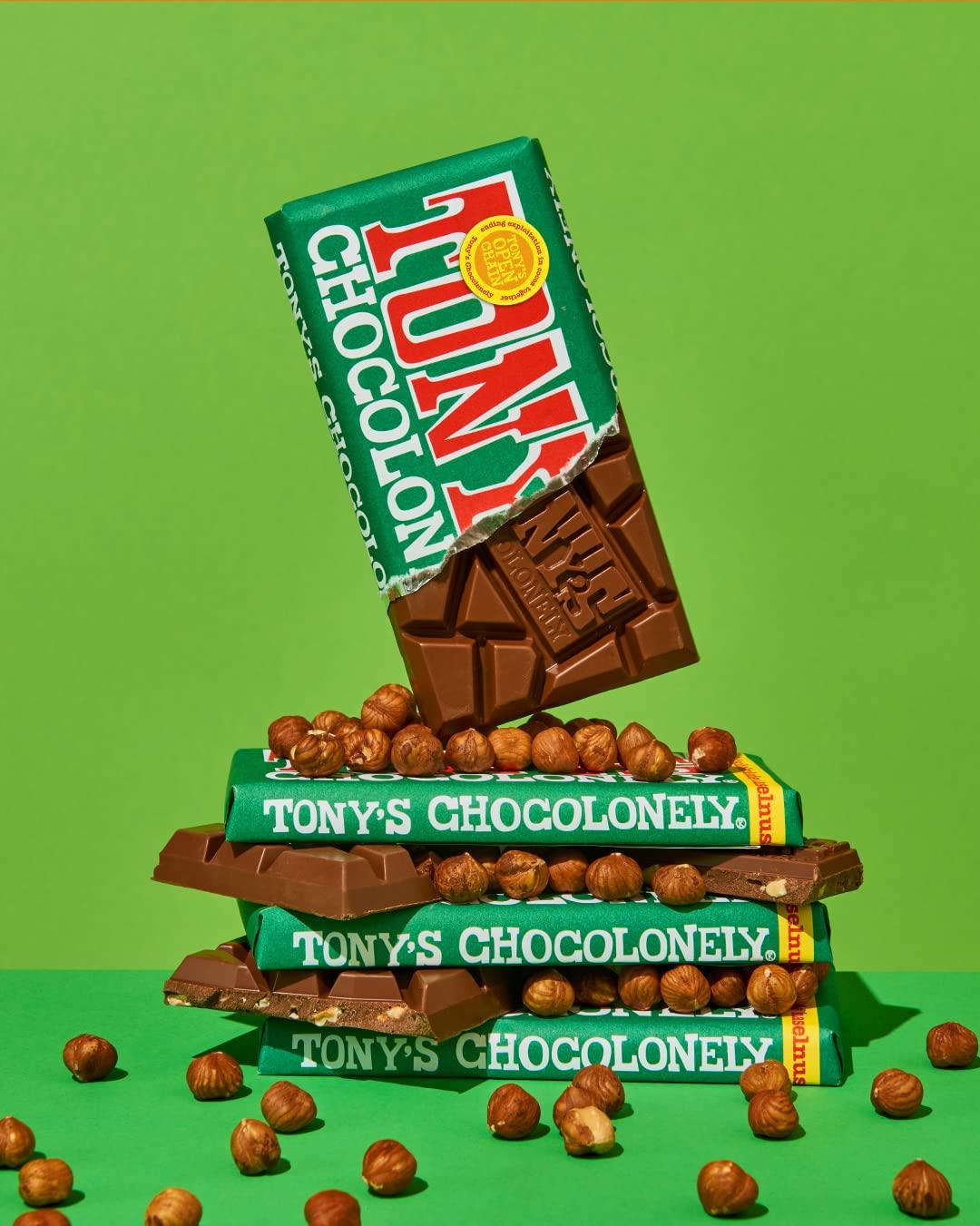 image:imageTonys Chocolonely Belgian Milk Chocolate Hazelnut Candy Bar for Snacks Chocolate Bars for Party Favors Gifts or Gift Basket 32 Cacao Made From Quality Fairtrade Cocoa 4 Bars 635 Oz EachMilk Hazelnut