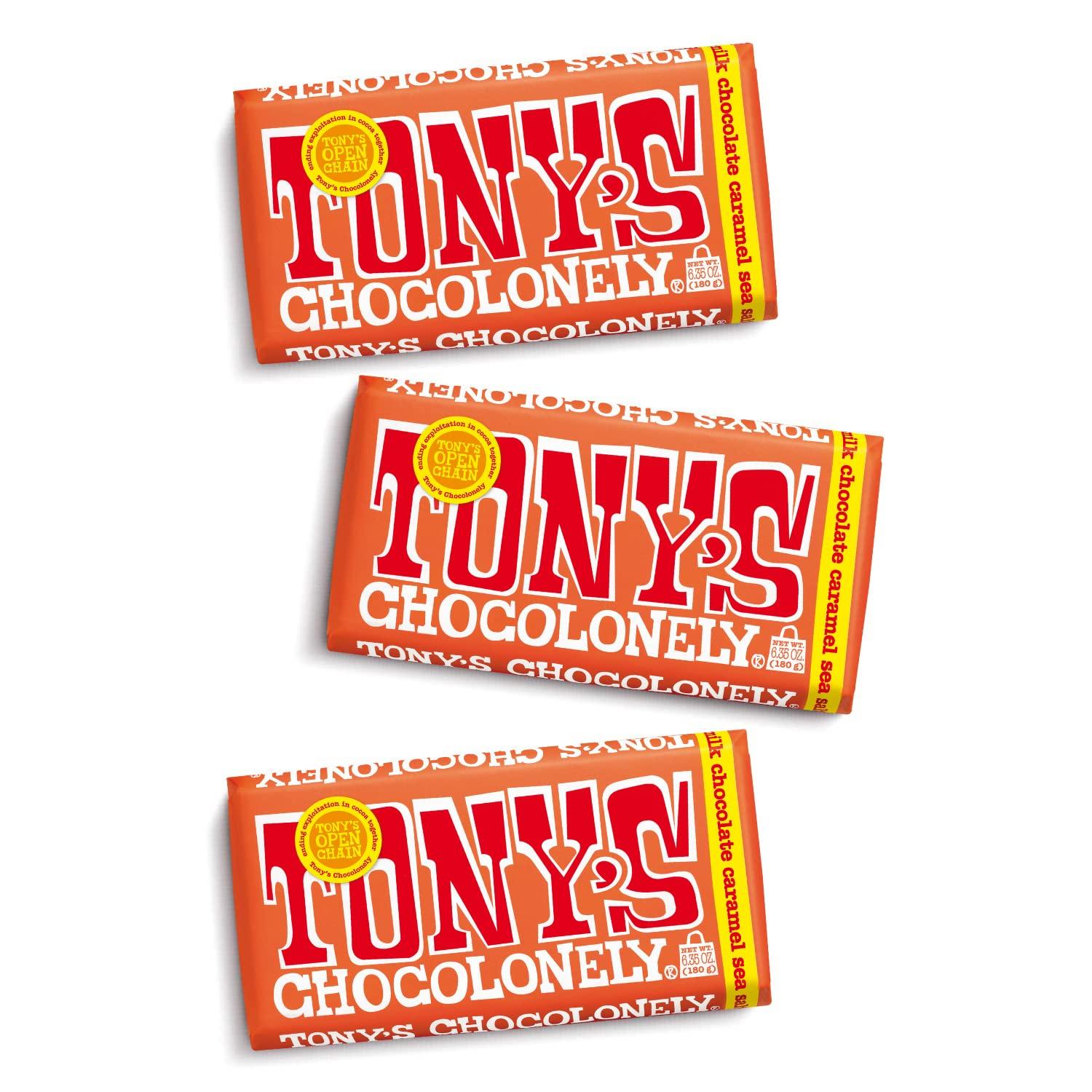 image:imageTonys Chocolonely Belgian Milk Chocolate Hazelnut Candy Bar for Snacks Chocolate Bars for Party Favors Gifts or Gift Basket 32 Cacao Made From Quality Fairtrade Cocoa 4 Bars 635 Oz EachCaramel Sea Salt