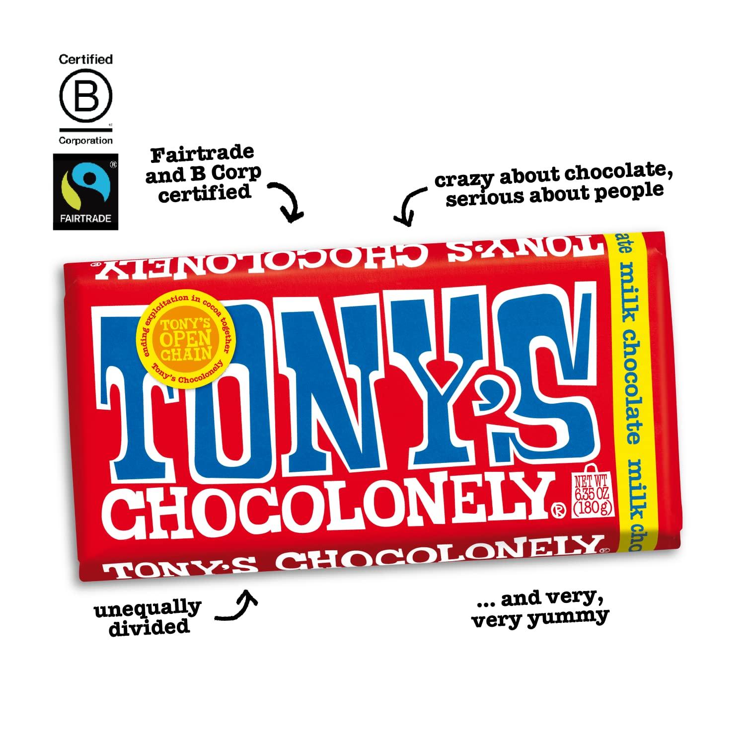 image:imageTonys Chocolonely Belgian Milk Chocolate Hazelnut Candy Bar for Snacks Chocolate Bars for Party Favors Gifts or Gift Basket 32 Cacao Made From Quality Fairtrade Cocoa 4 Bars 635 Oz EachMilk
