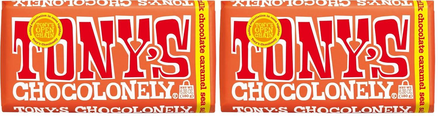 image:imageTonys Chocolonely Belgian Milk Chocolate Hazelnut Candy Bar for Snacks Chocolate Bars for Party Favors Gifts or Gift Basket 32 Cacao Made From Quality Fairtrade Cocoa 4 Bars 635 Oz EachCaramel Sea Salt