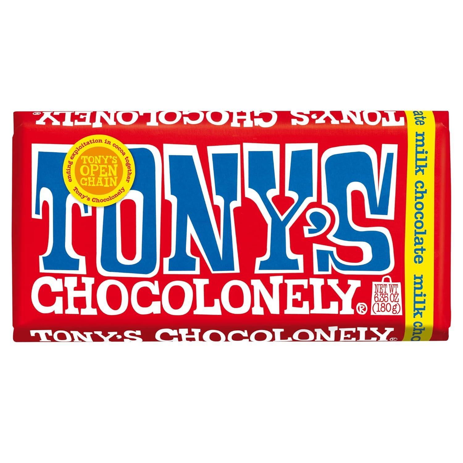image:imageTonys Chocolonely Belgian Milk Chocolate Hazelnut Candy Bar for Snacks Chocolate Bars for Party Favors Gifts or Gift Basket 32 Cacao Made From Quality Fairtrade Cocoa 4 Bars 635 Oz EachMilk