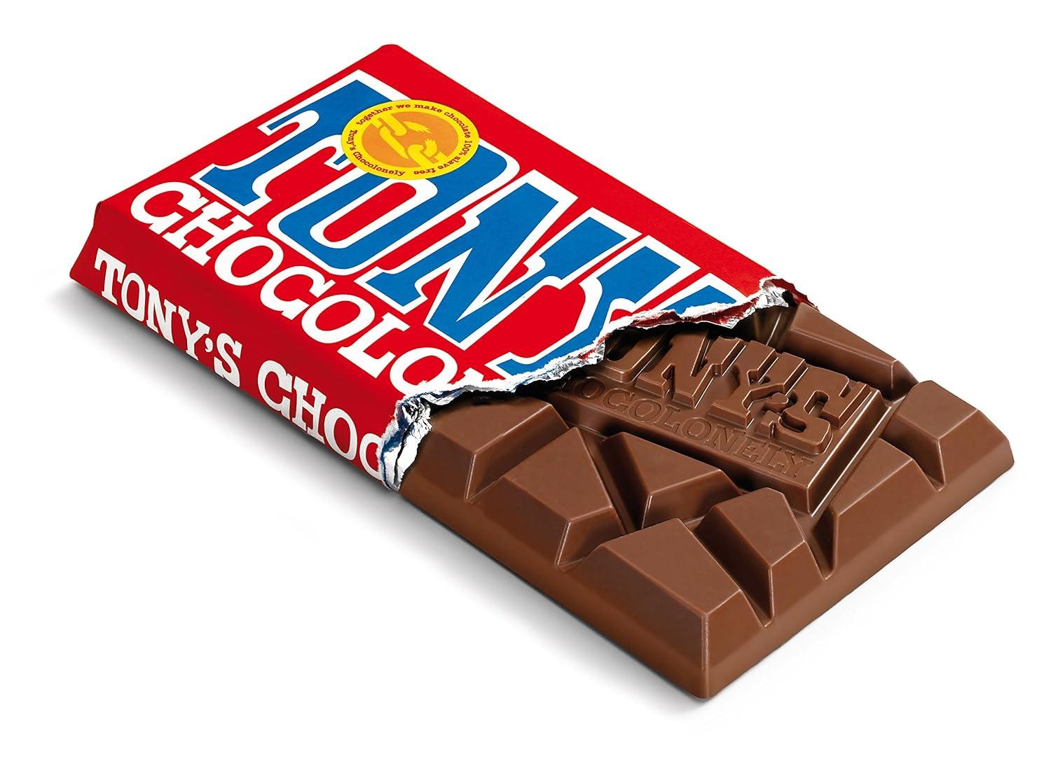 image:imageTonys Chocolonely Belgian Milk Chocolate Hazelnut Candy Bar for Snacks Chocolate Bars for Party Favors Gifts or Gift Basket 32 Cacao Made From Quality Fairtrade Cocoa 4 Bars 635 Oz EachMilk Chocolate