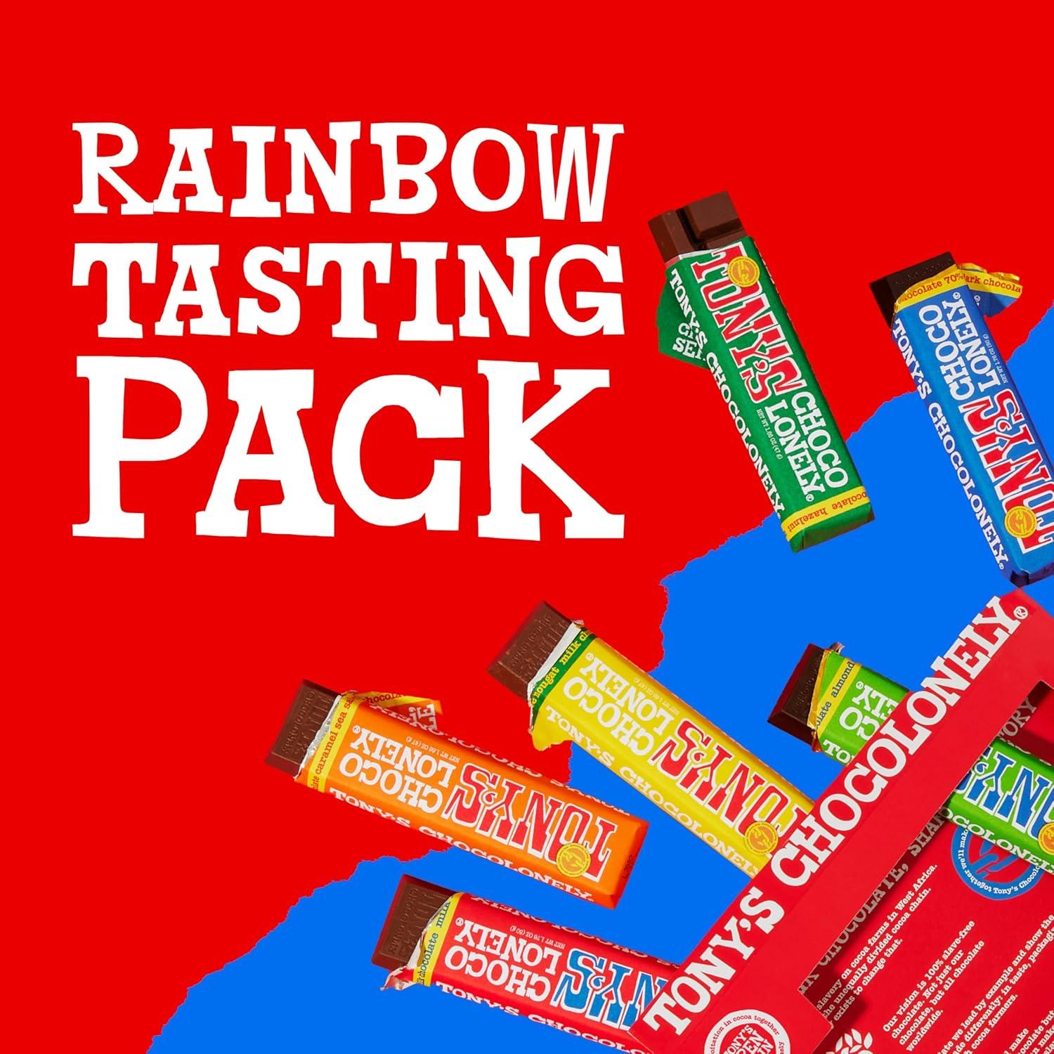 image:imageTonys Chocolonely Rainbow Chocolate Candy Bar Variety Pack Belgian Dark amp Milk Chocolate With Sea Salt Caramel Almond Hazelnut amp Nougat Made From Quality Fairtrade Cocoa 6 Bars 1016 Oz