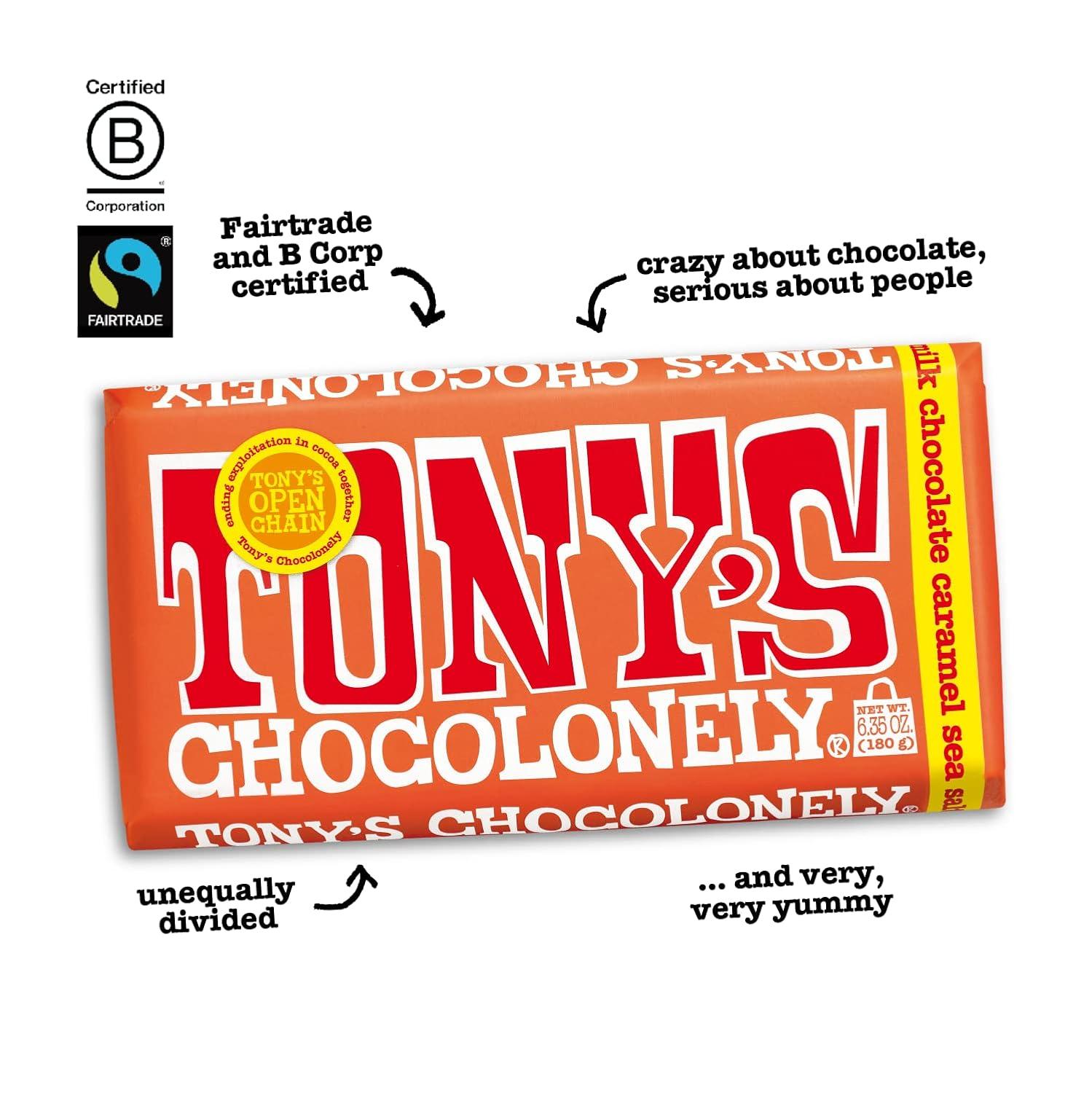 image:imageTonys Chocolonely Super Duper Milk Chocolate Candy Bar Bundle Milk amp White Chocolate With Sea Salt Caramel Pretzel Toffee Almond Hazelnut Made From Quality Fairtrade Cocoa 6 Bars 635 Oz EachMilk Caramel Sea Salt