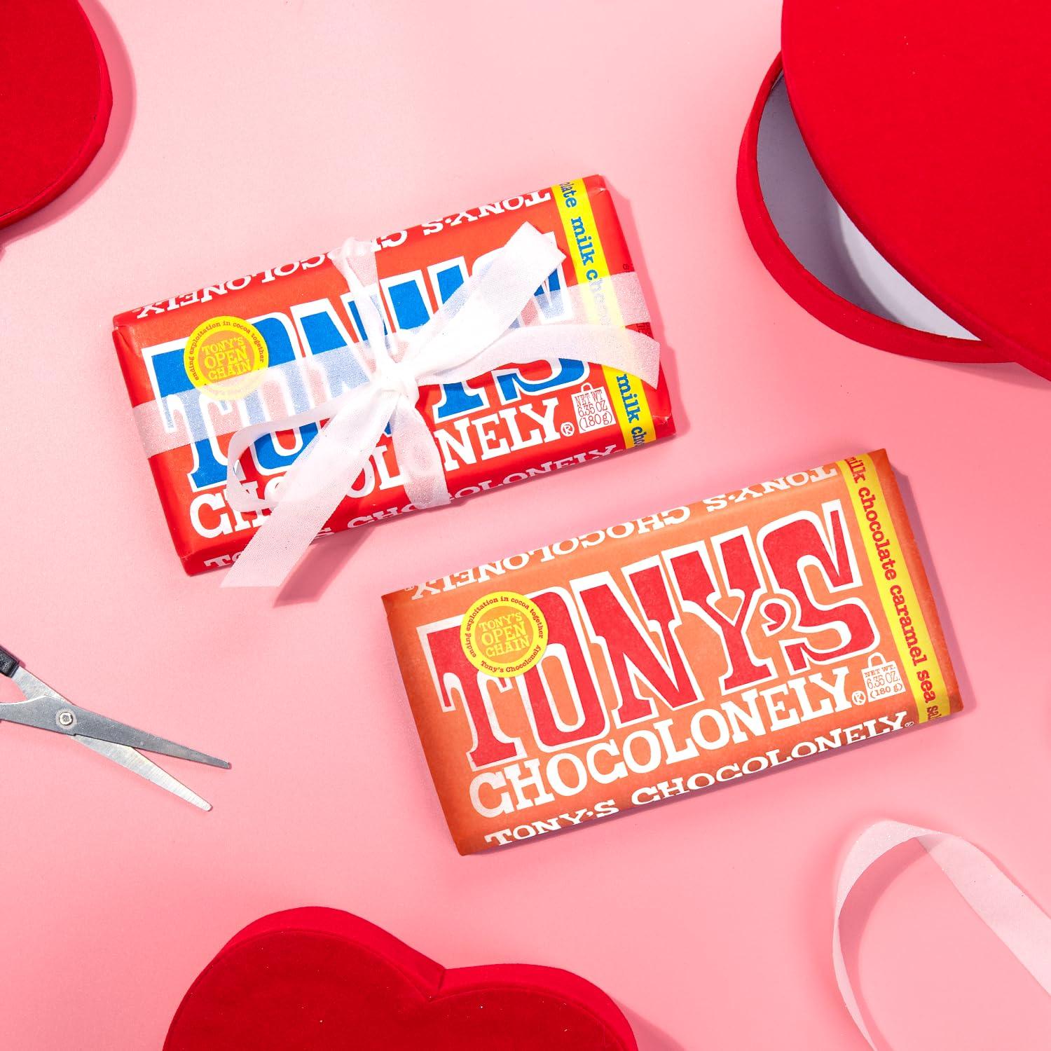 image:imageTonys Chocolonely Super Duper Milk Chocolate Candy Bar Bundle Milk amp White Chocolate With Sea Salt Caramel Pretzel Toffee Almond Hazelnut Made From Quality Fairtrade Cocoa 6 Bars 635 Oz EachMilk