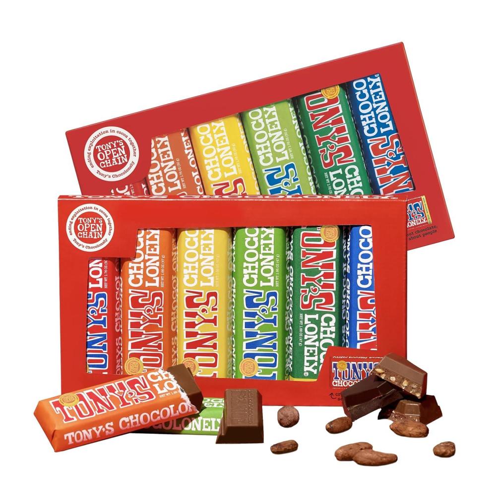 image:imageTonys Chocolonely Belgian Dark Chocolate Candy Bar With Almonds amp Sea Salt Chocolate Bars for Snacks Party Favors Gifts Vegan 51 Cacao Made From Quality Fairtrade Cocoa 20 Bars 166 Oz EachRainbow Milk Chocolate