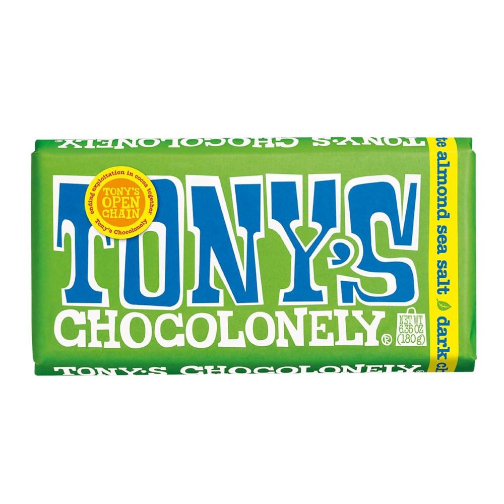 image:imageTonys Chocolonely Belgian Dark Chocolate Pure Chocolate Bar for Snacks Party Favors Gifts or Gift Basket Vegan 70 Cacao Made From Quality Fairtrade Cocoa amp B Corp Certified 635 Oz 4 BarsDark Almond Sea Salt