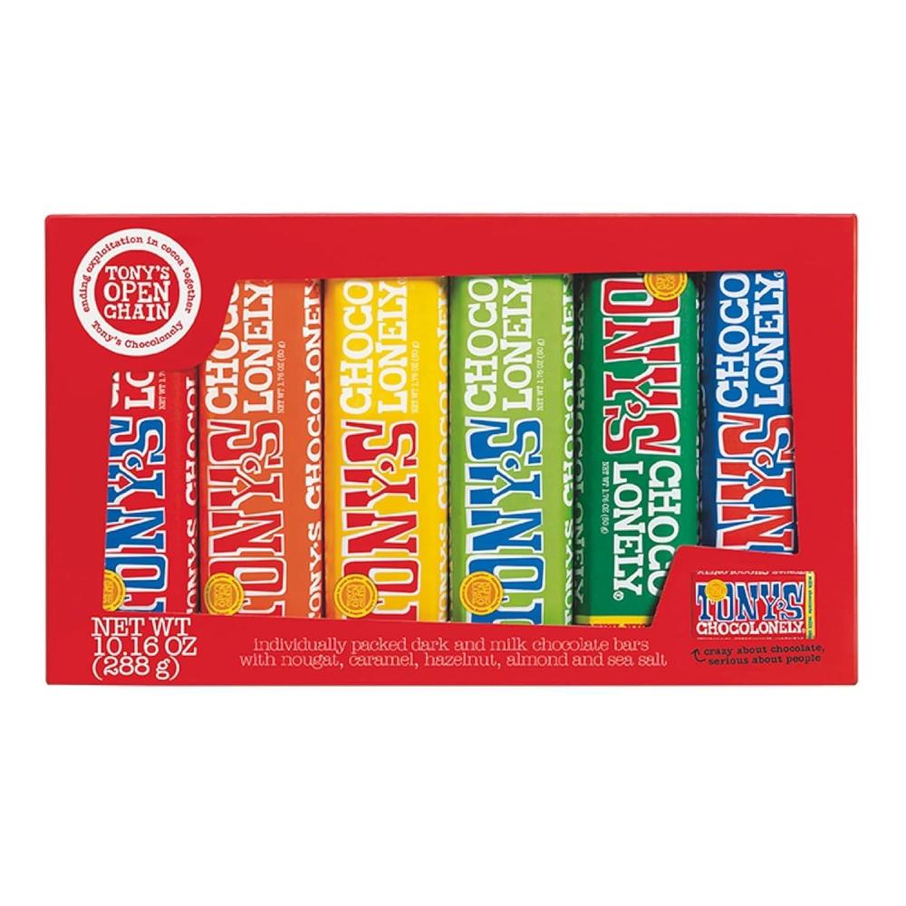 image:imageTonys Chocolonely Rainbow Chocolate Candy Bar Variety Pack Belgian Dark amp Milk Chocolate With Sea Salt Caramel Almond Hazelnut amp Nougat Made From Quality Fairtrade Cocoa 6 Bars 1016 Oz