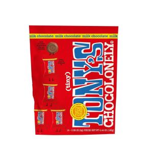 Tony’s Chocolonely Assorted Chocolate Candy Pieces, Belgian Milk & Dark Chocolate, Caramel Sea Salt, Almond Sea Salt, Honey Almond Nougat, Pretzel Toffee, Quality Fairtrade Cocoa, 36 Count, 11.28 Oz(Milk Chocolate)