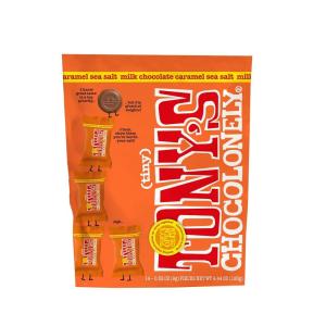 Tony’s Chocolonely Assorted Chocolate Candy Pieces, Belgian Milk & Dark Chocolate, Caramel Sea Salt, Almond Sea Salt, Honey Almond Nougat, Pretzel Toffee, Quality Fairtrade Cocoa, 36 Count, 11.28 Oz(Caramel Sea Salt)