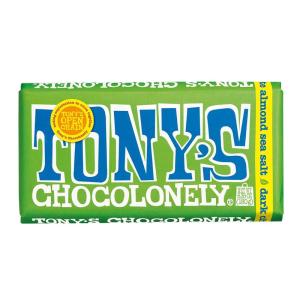 Tony’s Chocolonely Belgian Dark Chocolate, Pure Chocolate Bar for Snacks, Party Favors, Gifts, or Gift Basket, Vegan, 70% Cacao, Made From Quality Fairtrade Cocoa & B Corp Certified 6.35 Oz, 4 Bars(Dark Almond Sea Salt)