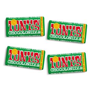Tony’s Chocolonely Belgian Milk Chocolate Hazelnut Candy Bar for Snacks, Chocolate Bars for Party Favors, Gifts, or Gift Basket, 32% Cacao, Made From Quality Fairtrade Cocoa, 4 Bars, 6.35 Oz Each(Milk Hazelnut)