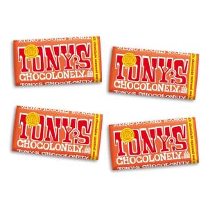 Tony’s Chocolonely Super Duper Milk Chocolate Candy Bar Bundle, Milk & White Chocolate With Sea Salt, Caramel, Pretzel Toffee, Almond, Hazelnut, Made From Quality Fairtrade Cocoa, 6 Bars, 6.35 Oz Each(Milk Caramel Sea Salt)