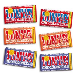 Tony’s Chocolonely Super Duper Milk Chocolate Candy Bar Bundle, Milk & White Chocolate With Sea Salt, Caramel, Pretzel Toffee, Almond, Hazelnut, Made From Quality Fairtrade Cocoa, 6 Bars, 6.35 Oz Each(Top 3 Milk Bundle)